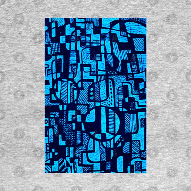 African Abstract Art Pattern Design- "Ndalu" - Blue by Tony Cisse Art Originals